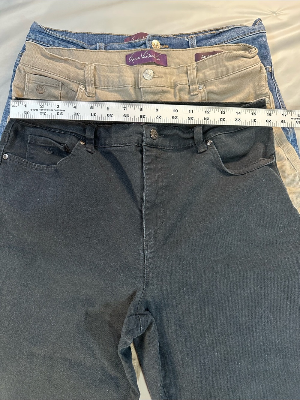 Gloria Vanderbilt Straight Leg Jeans Trio - Blue, Tan, Black size 14 - Picture 5 of 12